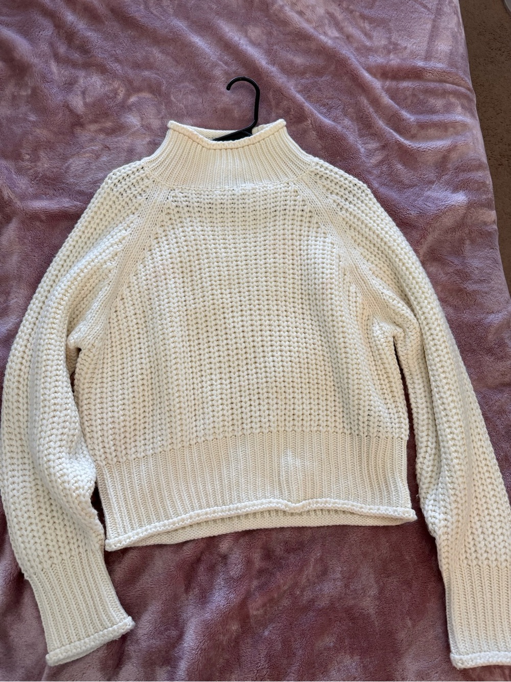 Revamped Cream Turtleneck Waffle Knit Sweater
